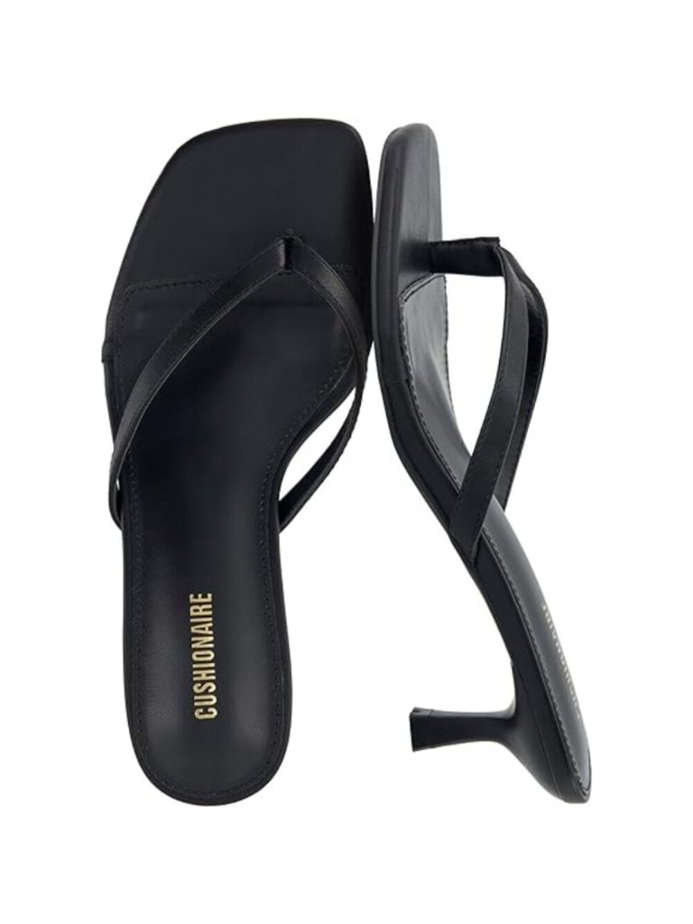CUSHIONAIRE Miami Kitten Heel Thong Sandals Women Memory Foam Dressy Slip-On